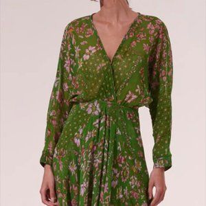 Poupette St Barth Long Dress Ilona - Green Botanique,  size M, NWOT